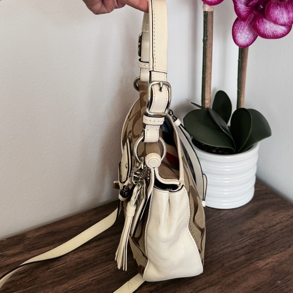 COACH 19034 Khaki  Ivory Signature Jacquard Leather Legacy Willis Crossbody Bag - Picture 5 of 15